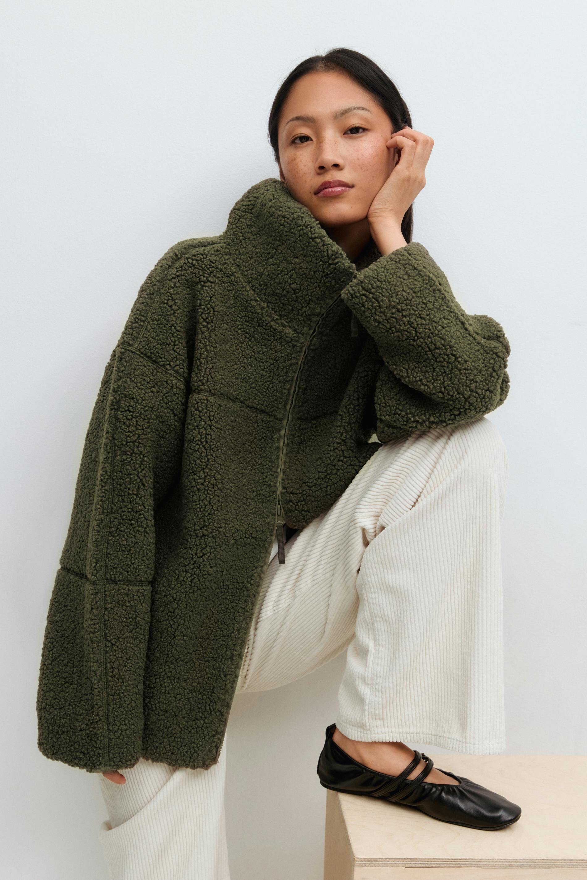 Pile zip jacket
